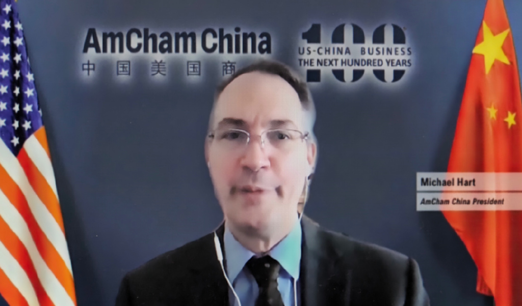 何迈可表示，中国依然是美国企业追捧的投资目的地。